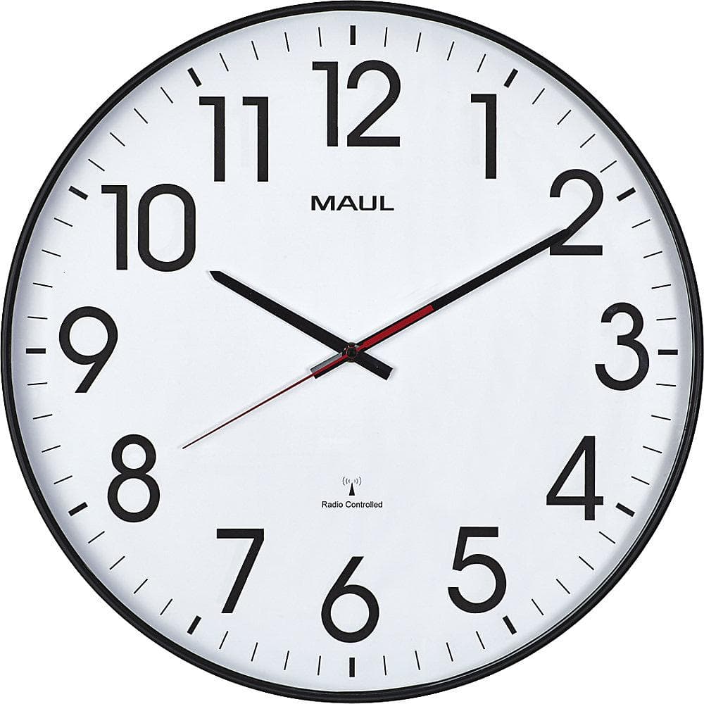 MAUL Wanduhr MAULclimb Schwarz mit Funkuhrwerk und 470 mm Durchmesser