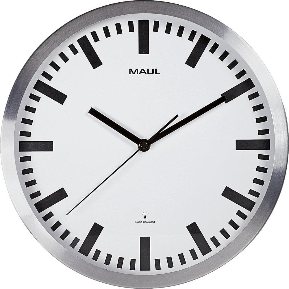 MAUL Wanduhr MAULpilot Aluminium gebürstet silber rund