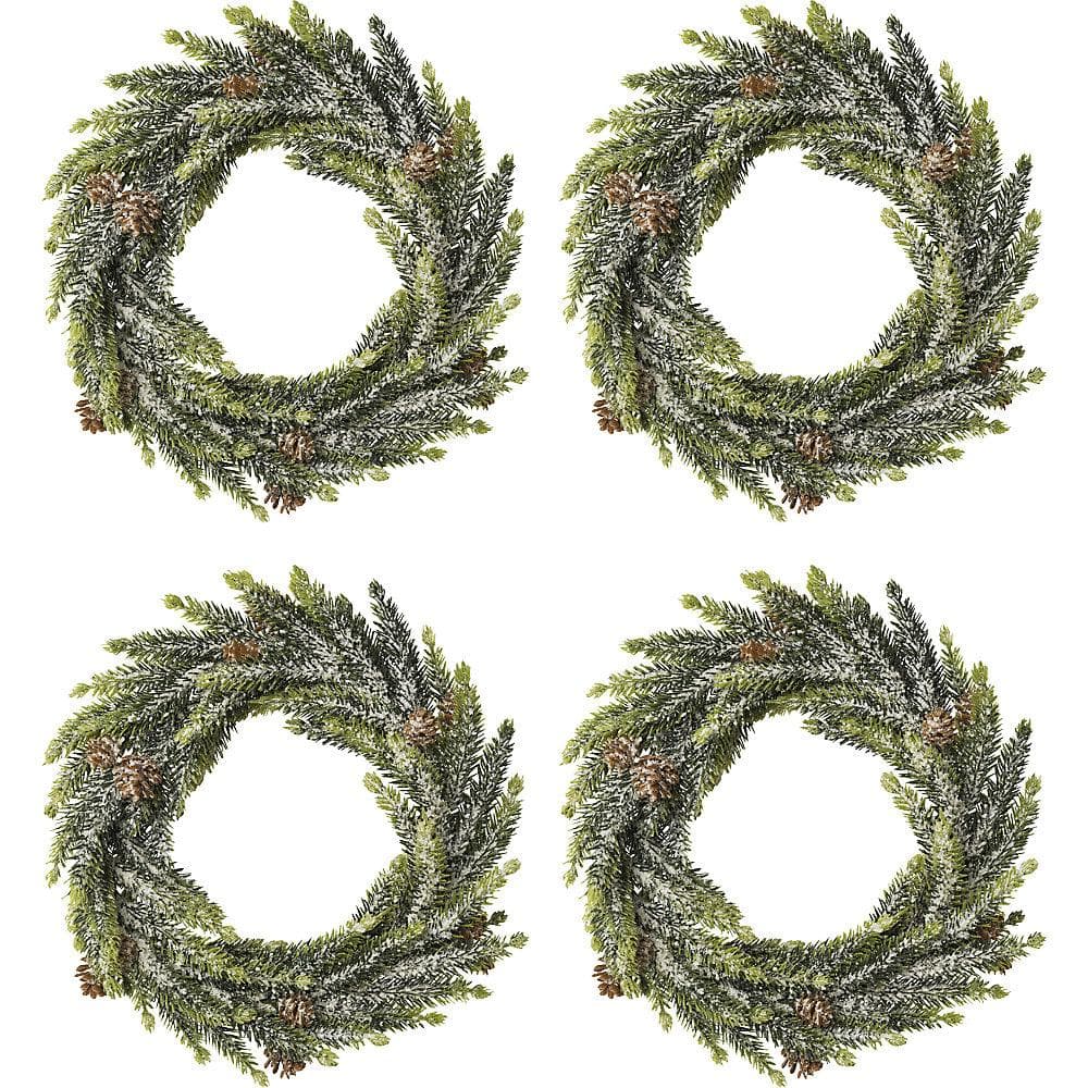 Kaiserkraft Fichtenkranz mit Kunstschnee 4er-Set Grün/Weiß