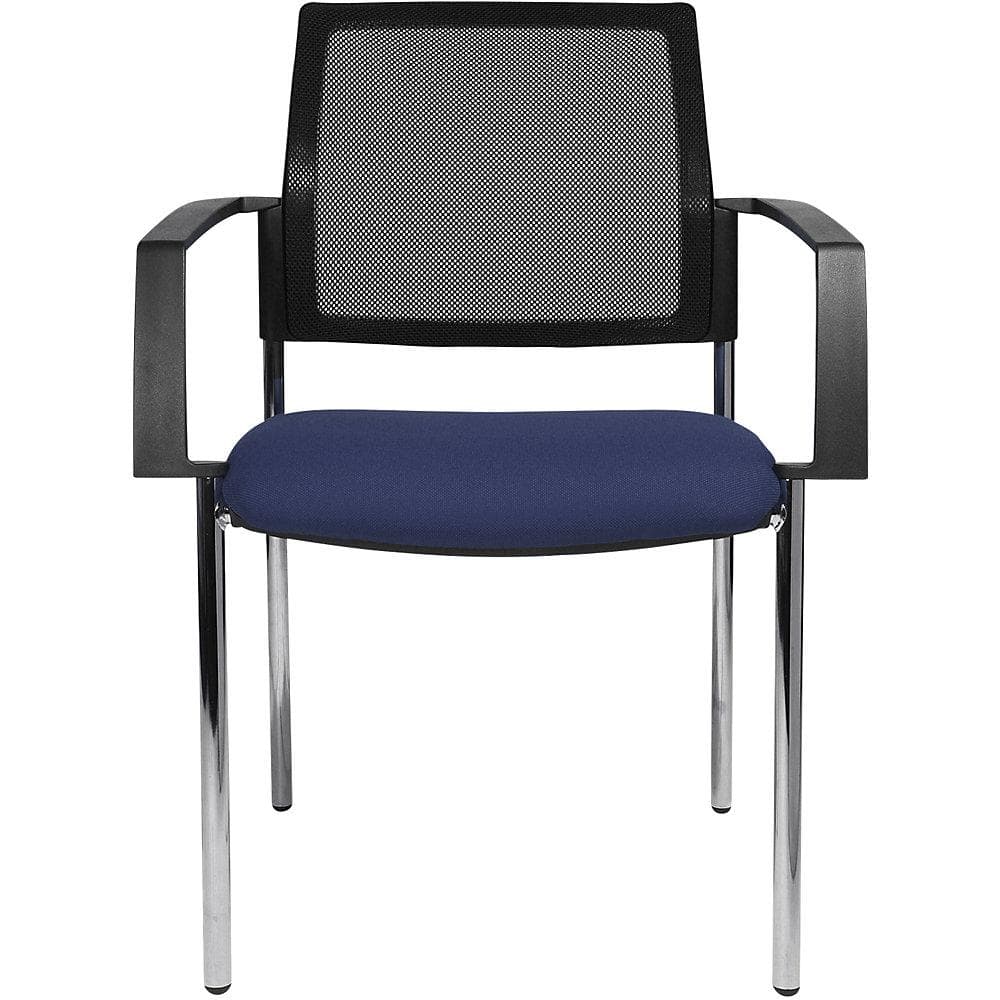 Topstar Netz-Stapelstuhl 4-Fuß blau chrom mit Armlehnen