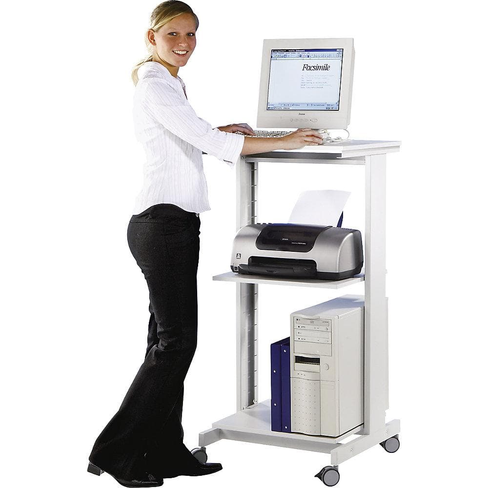 Twinco PC-Tisch mit zwei Fachböden lichtgrau