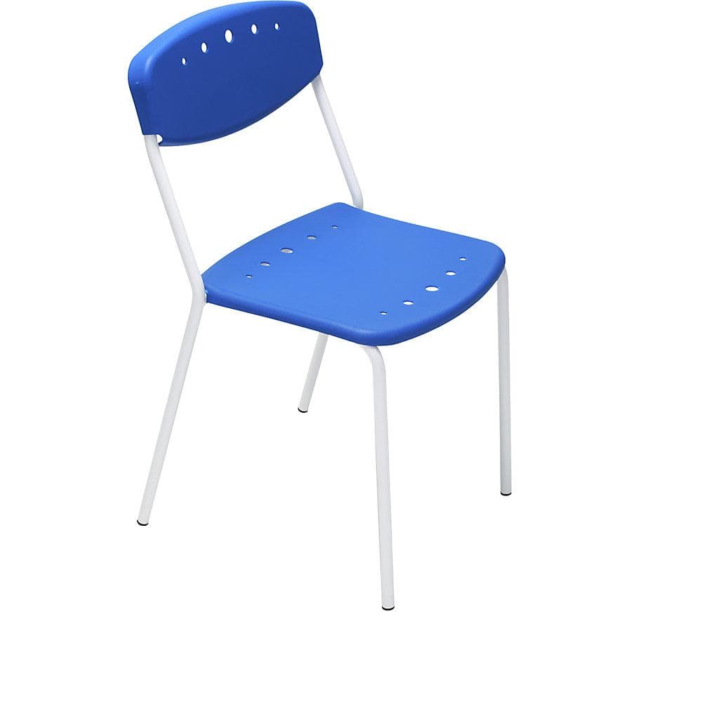 Kaiserkraft Stapelstuhl PENNY 4er Set Blau/Weiß Stahl