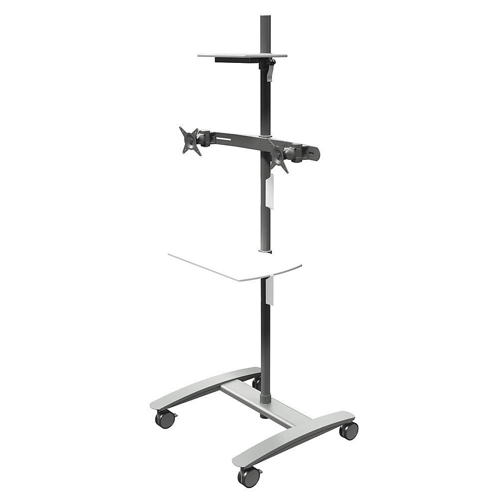 Dataflex VIEWMATE COMBO Konferenztrolley für zwei Monitore silber