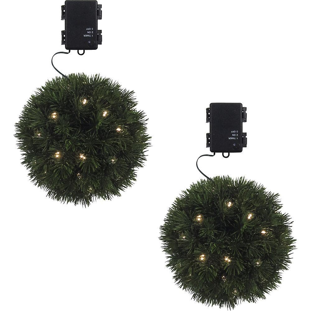 Kaiserkraft Tannenkugeln 2er-Set mit 35 LEDs und Timer-Funktion Grün
