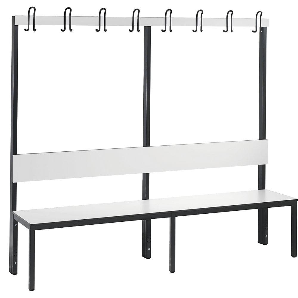C+P Umkleidebank COMFORT HPL mit Hakenleiste und Lehne