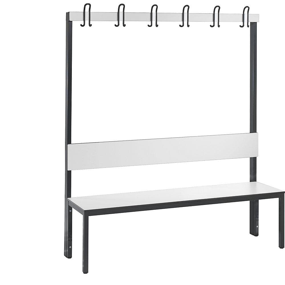 C+P Umkleidebank COMFORT HPL mit Hakenleiste und Lehne