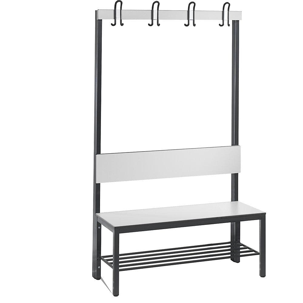C+P Umkleidebank COMFORT HPL mit Lehne und Hakenleiste