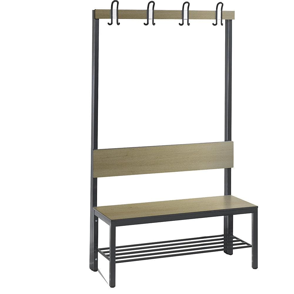 C+P Umkleidebank COMFORT mit HPL-Sitz, Hakenleiste und Schuhrost