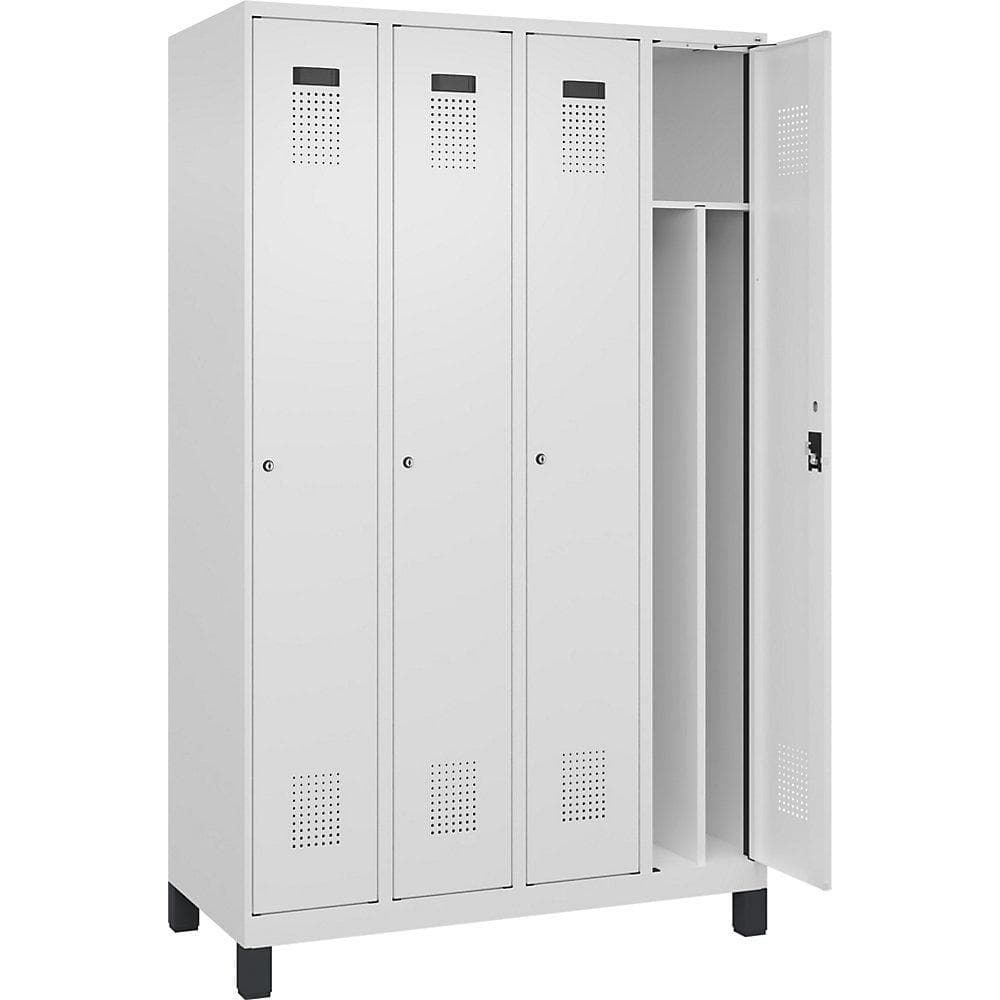 Kaiserkraft Schwarz-Weiß-Spind Evolo PLUS 4 Abteile Trennwand weiß