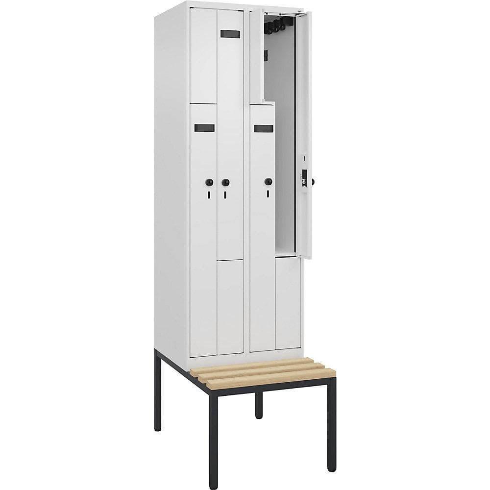 Kaiserkraft Z-Spind Evolo PLUS Sitzbank 2 Abteile Weiß Buche