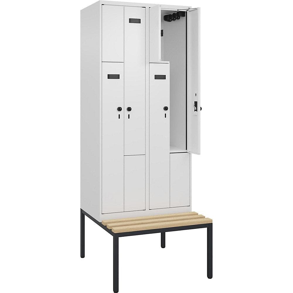 Kaiserkraft Z-Spind Evolo PLUS Sitzbank 2 Abteile weiß Buche