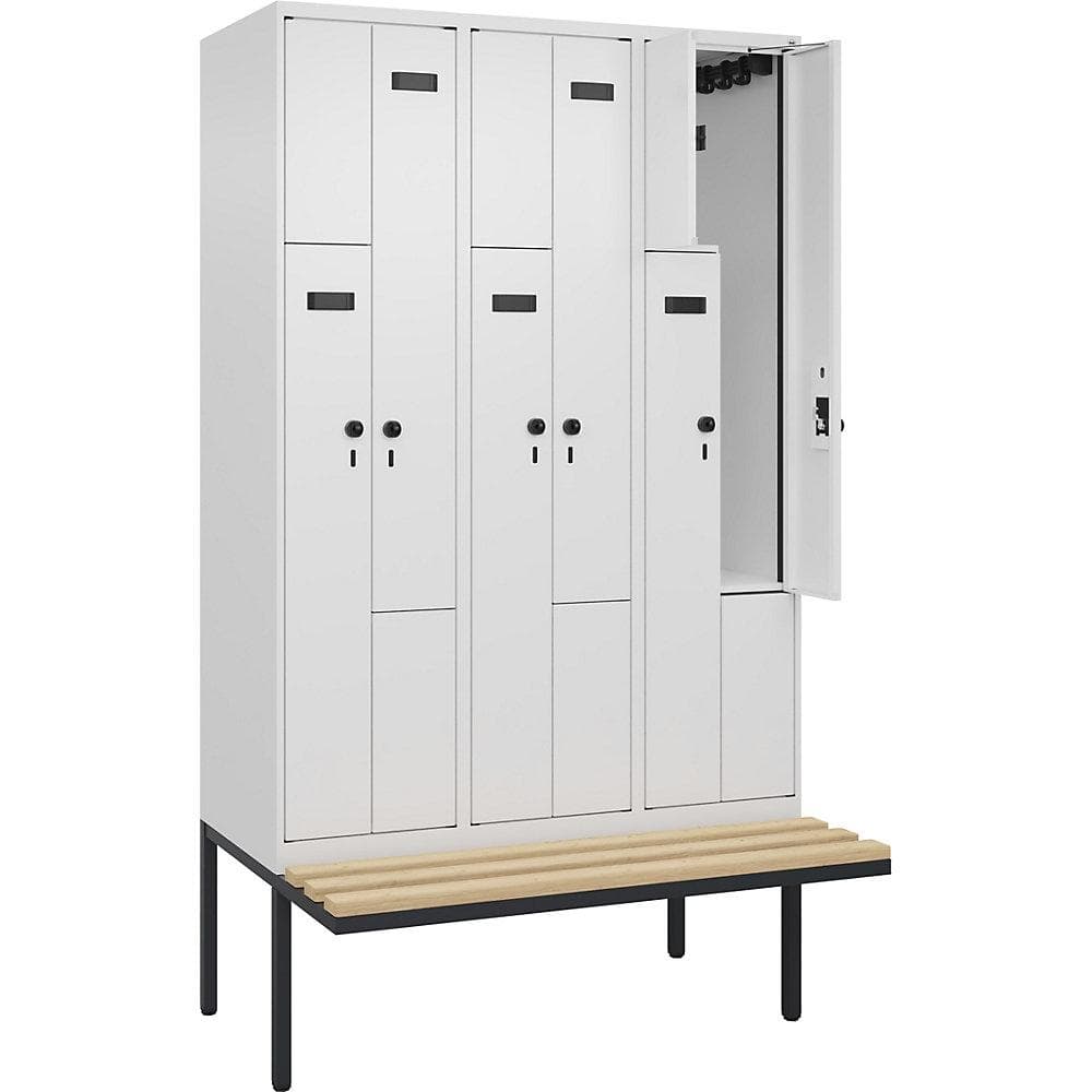 Kaiserkraft Z-Spind Evolo PLUS Sitzbank 3 Abteile weiß Buche