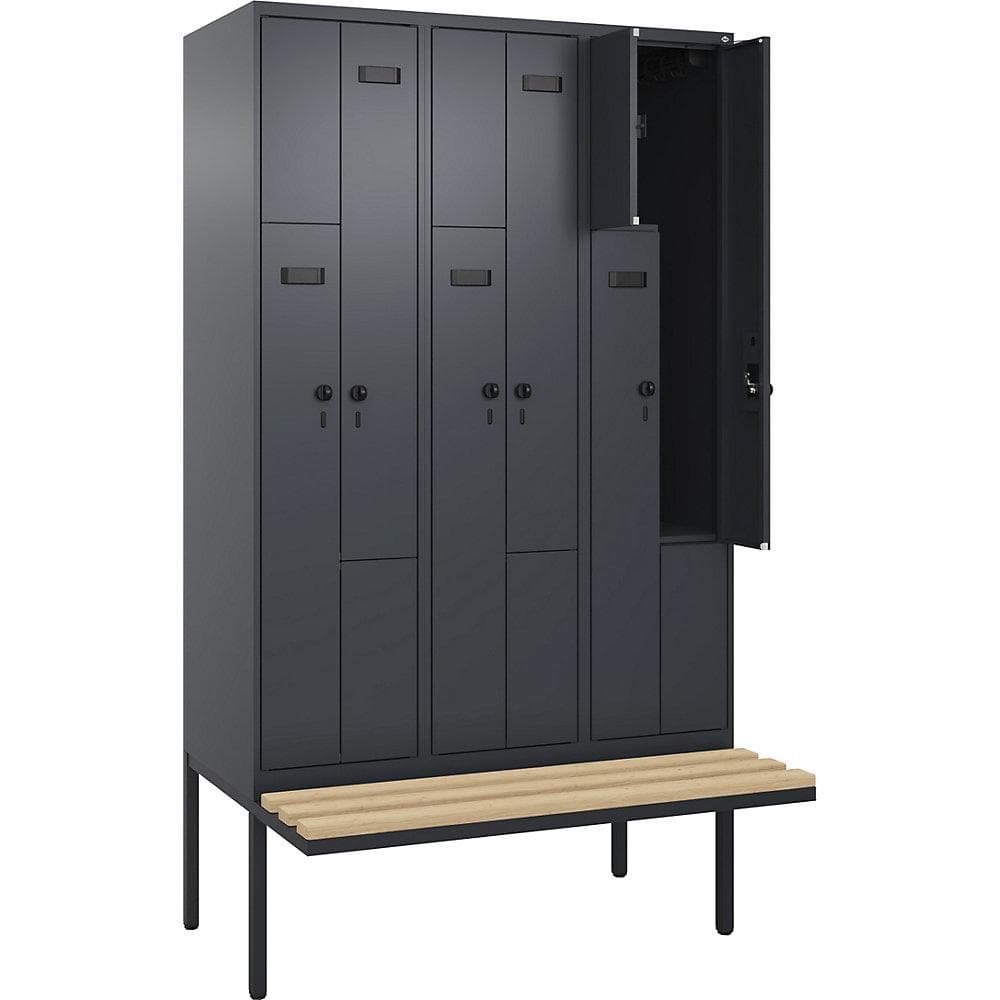 Kaiserkraft Z-Spind Evolo PLUS Garderobenschrank mit Sitzbank grau