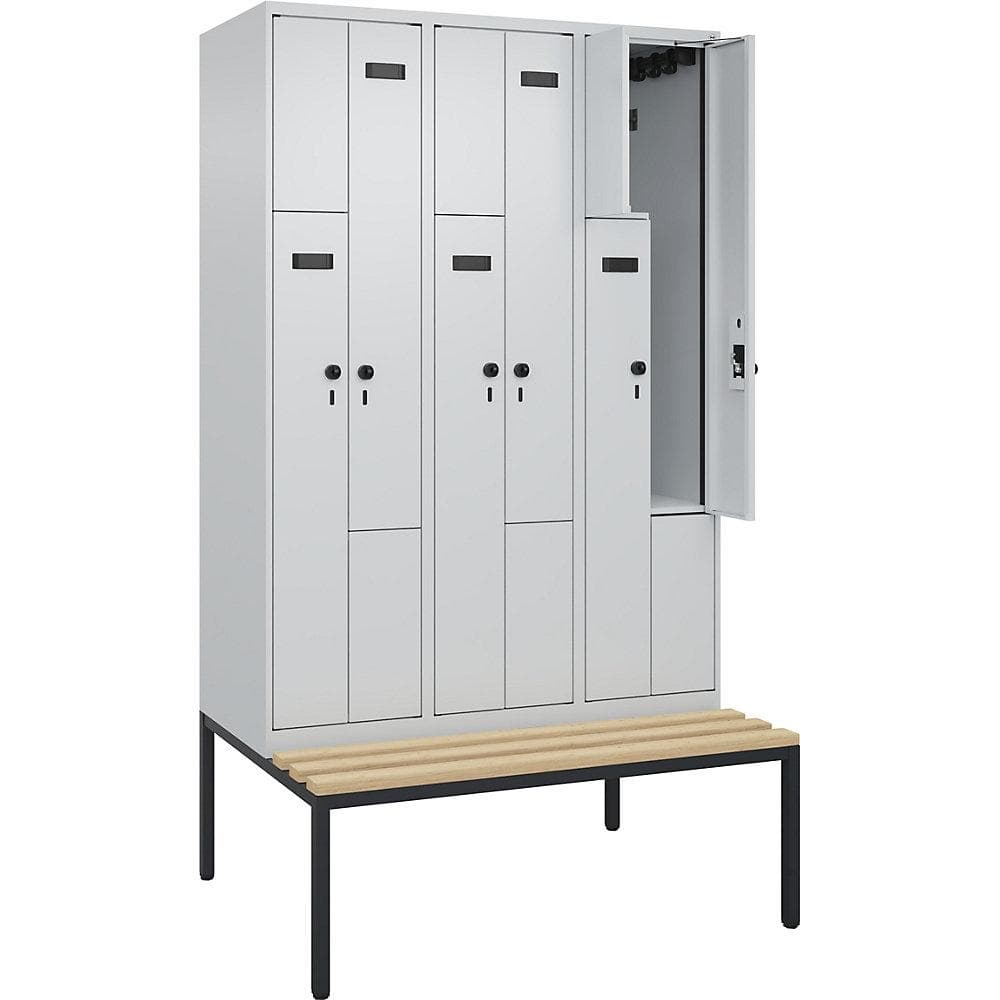 Kaiserkraft Z-Spind Evolo PLUS Garderobenschrank mit Sitzbank lichtgrau