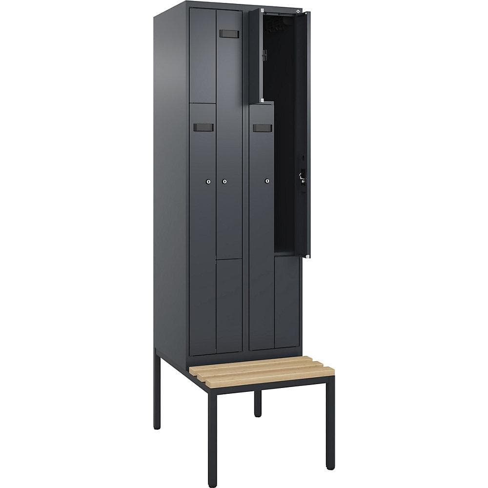 Kaiserkraft Z-Spind Evolo PLUS Garderobenschrank mit Sitzbank grau