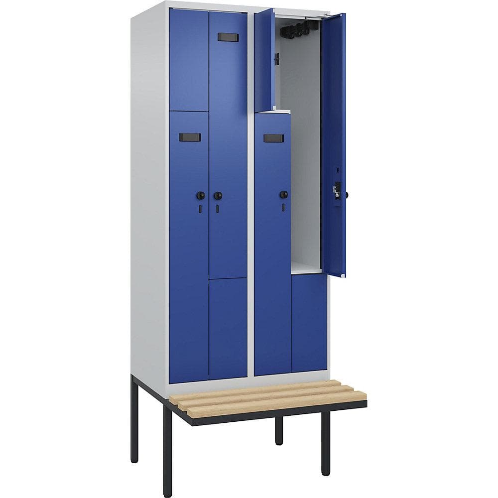 Kaiserkraft Z-Spind Evolo PLUS Sitzbank Stahl Buche grau-blau