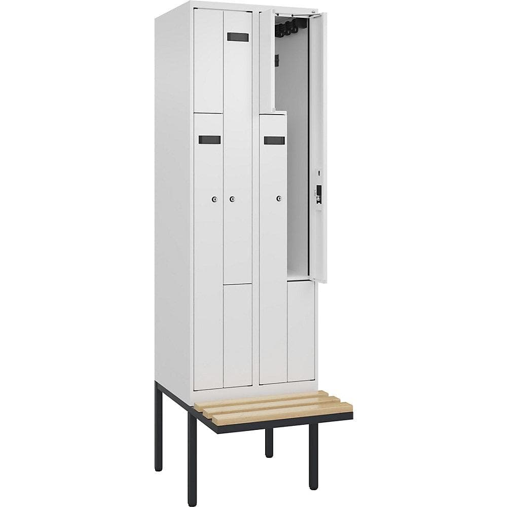 Kaiserkraft Z-Spind Evolo PLUS Garderobenschrank mit Sitzbank weiß
