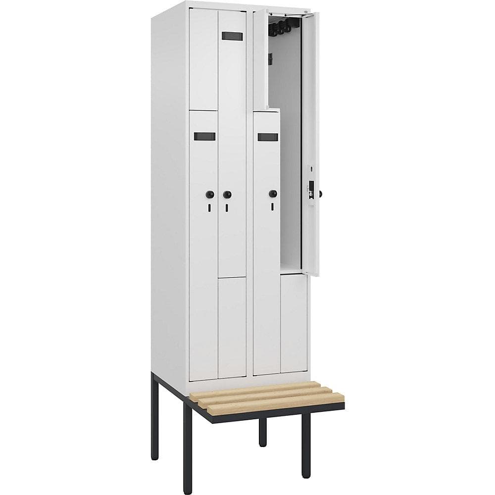 Kaiserkraft Z-Spind Evolo PLUS Sitzbank 2 Abteile Weiß Buche