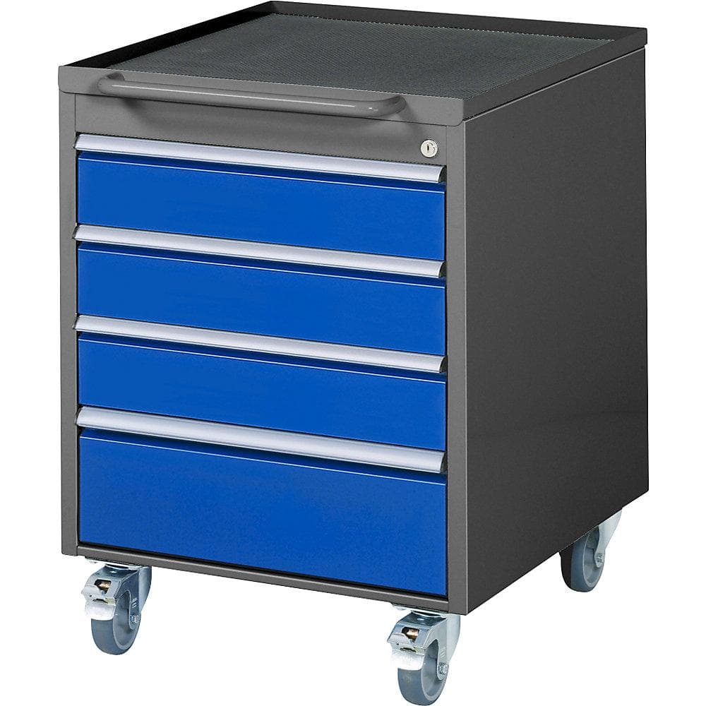 RAU Rollcontainer 4 Schubladen anthrazitmetallic enzianblau