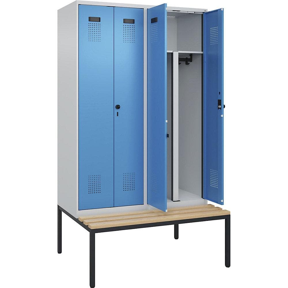 Schwarz-Weiß-Spind Evolo PLUS Sitzbank 4 Abteile