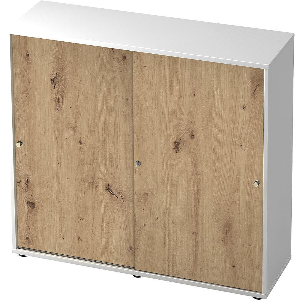 eurokraft pro Schiebetürenschrank 1200mm Weiß/Asteiche