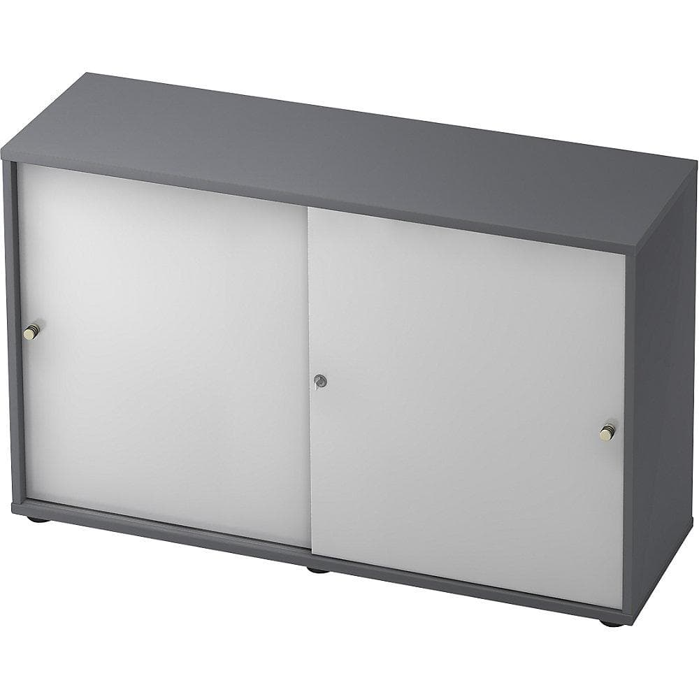 eurokraft pro Schiebetürenschrank 1200mm Graphit/Weiß mit Fachboden