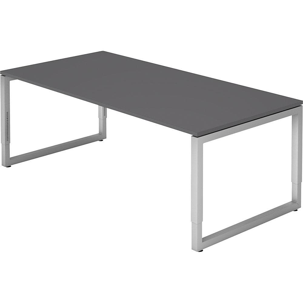 eurokraft pro Schreibtisch höhenverstellbar 200x100 cm Stahlgraphit/Alusilber