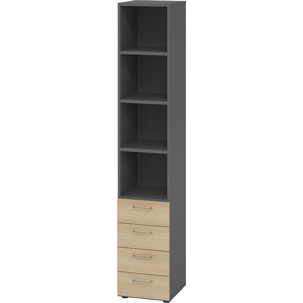 eurokraft pro Regalschrank 4 Schubladen Graphit/Eiche