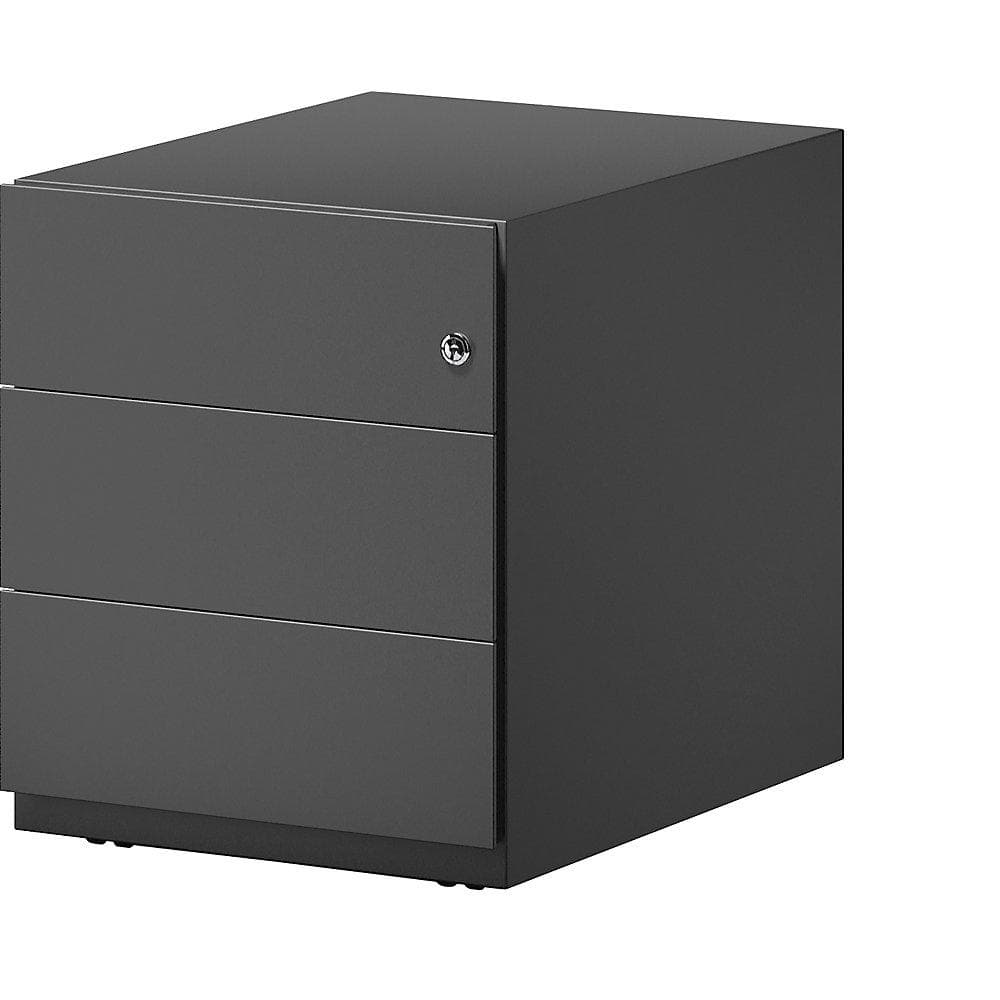 BISLEY Rollcontainer Note™ mit 3 Schubladen und Zentralschloss Schwarz