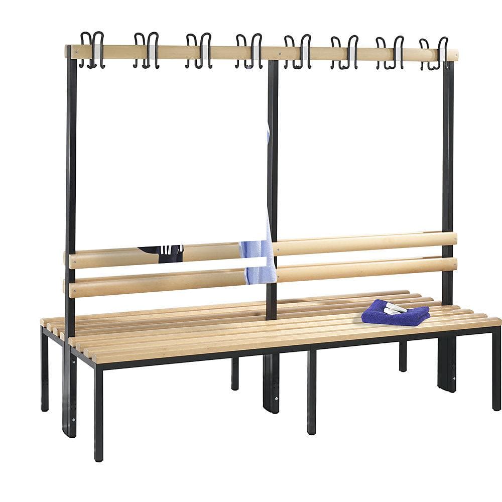C+P Doppelseitige Garderobenbank Basic Schwarzgrau Buche