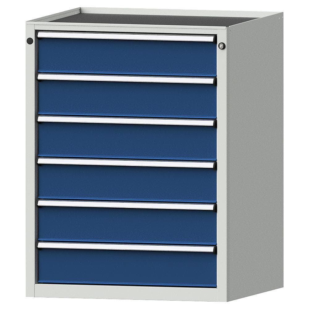 ANKE Schubladenschrank 6-fach Stahl blau/grau Zentralverschluss