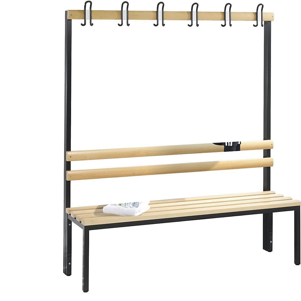 C+P Garderobenbank Basic Schwarzgrau mit Buche-Holz
