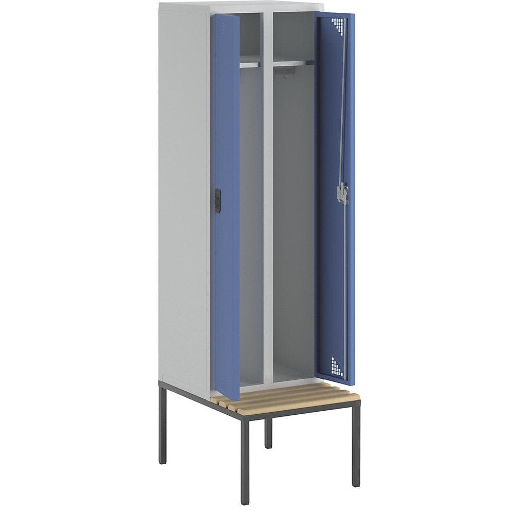 eurokraft pro Spind Bremen Sitzbank 2 Abteile brillantblau