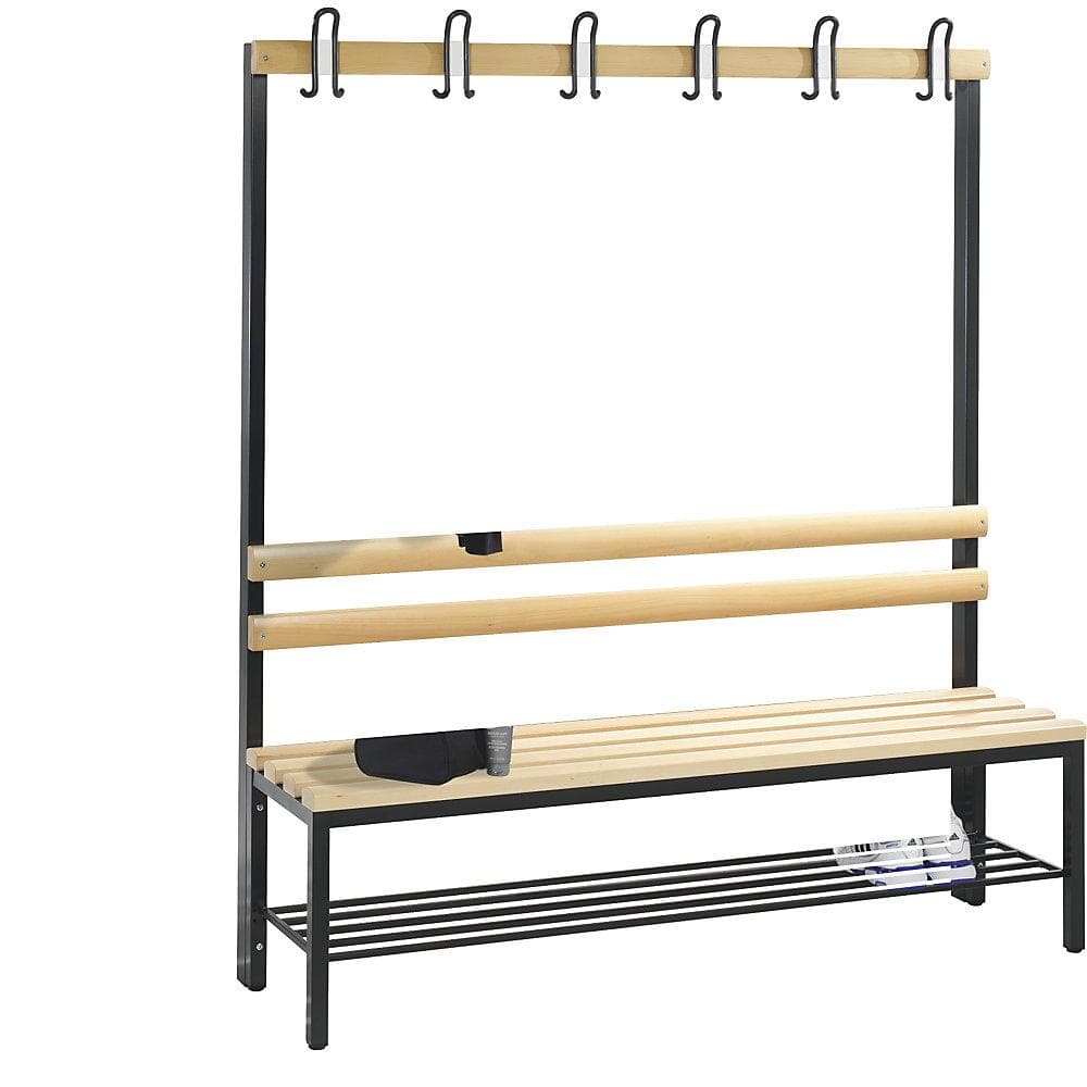 C+P Garderobenbank Basic mit Schuhrost Schwarzgrau/Buche