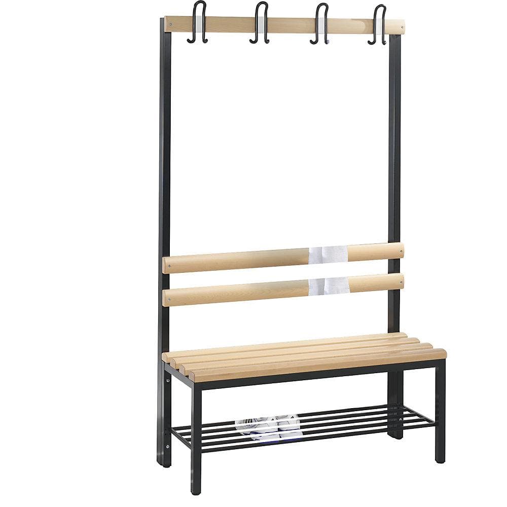 C+P Garderobenbank Basic mit Schuhrost Schwarzgrau/Buche