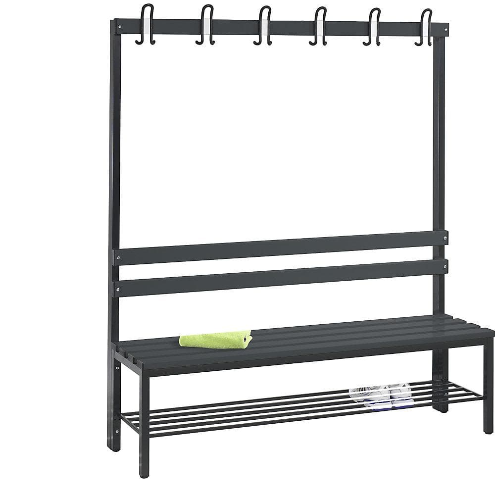 C+P Umkleidebank BASIC einseitig mit Schuhrost und Lehne