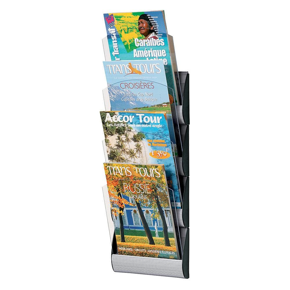 Paperflow Wandprospekthalter 4 Fächer transparent alusilber