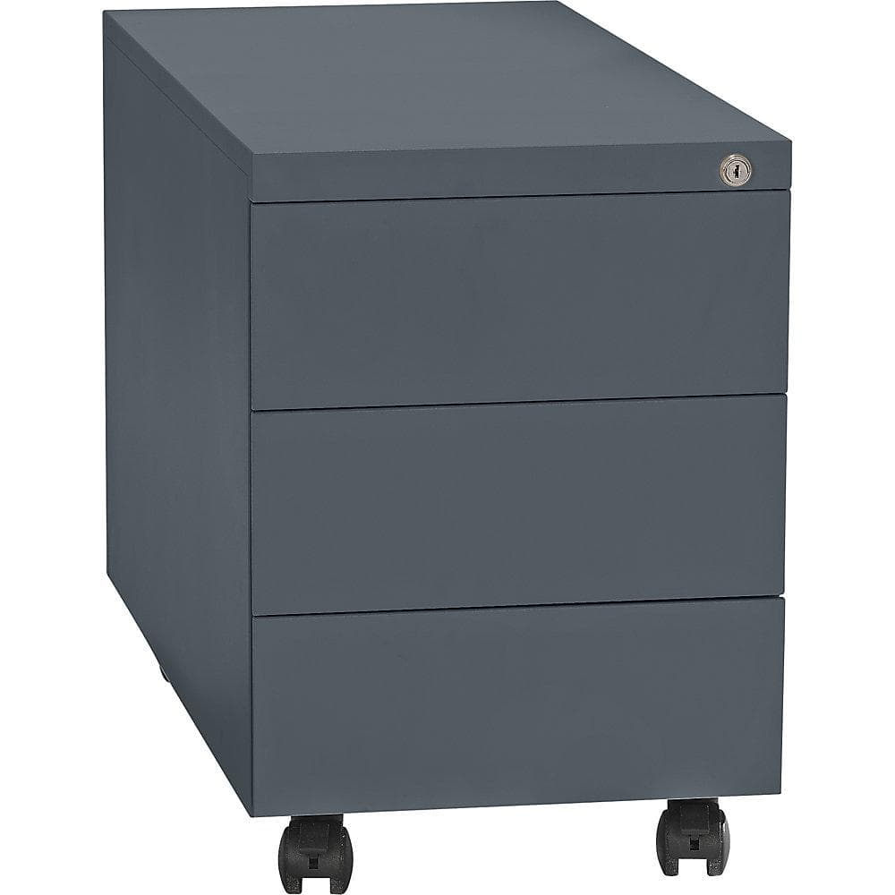 eurokraft basic Rollcontainer Stahl 3 Schubladen Grau
