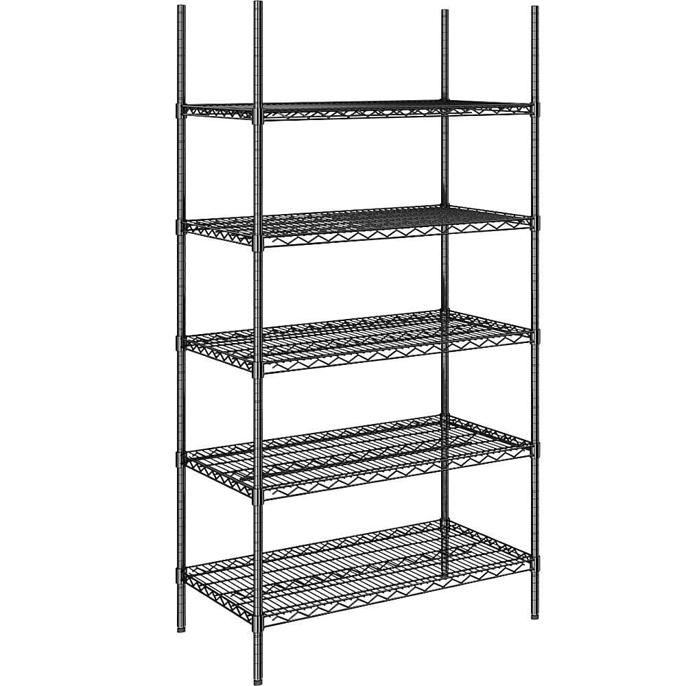 Kaiserkraft Stahldraht-Gitterregal Schwarz 910x610x1880mm 5 Böden