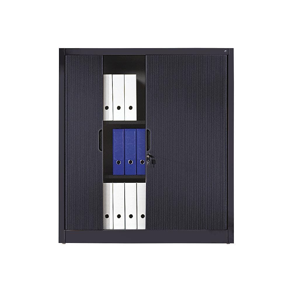 C+P Akten-Sideboard Omnispace mit Rollladen, 3 Ordnerhöhen, Schwarzgrau