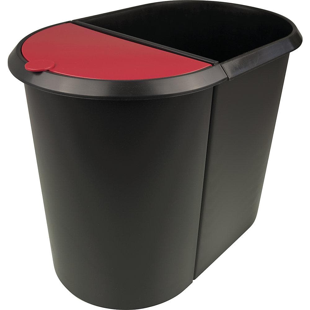 Helit Papierkorb Duo-System Schwarz/Rot