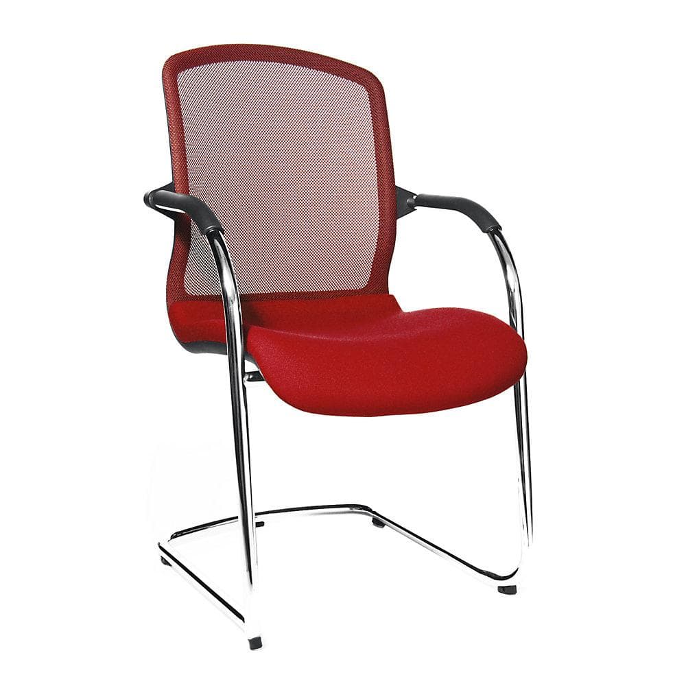 Topstar Open Chair Besucherstuhl Rot Netzrücken Freischwinger