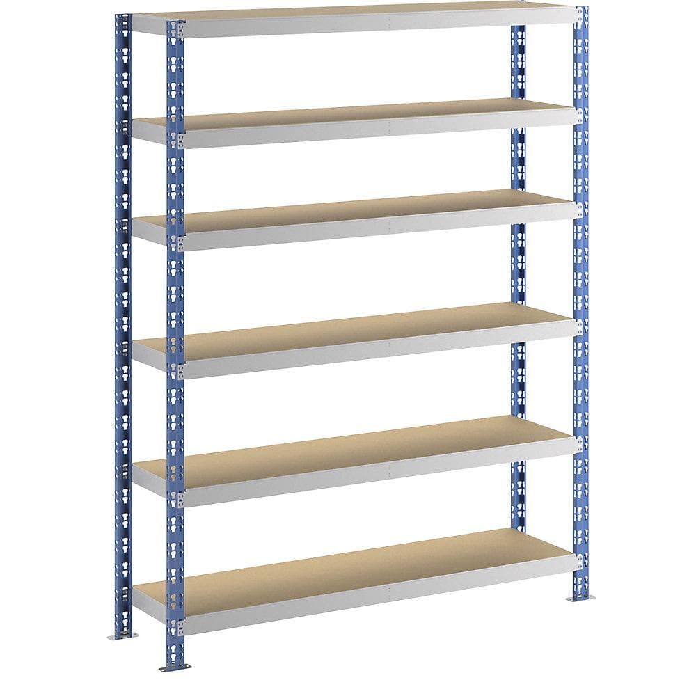 eurokraft basic Großfach-Steckregal Stahl Spanplattenböden blau/grau