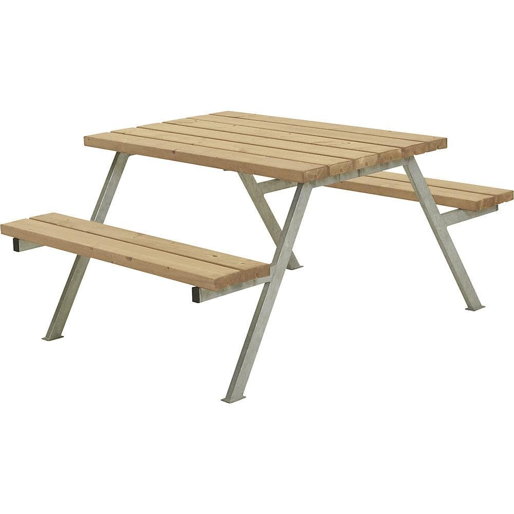 Kaiserkraft Gruppensitzbank ThermoWood® Stahl feuerverzinkt braun ohne Lehne