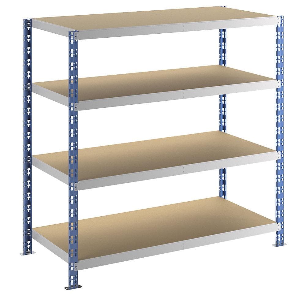 eurokraft basic Großfach-Steckregal Stahl blau/grau Spanplattenböden