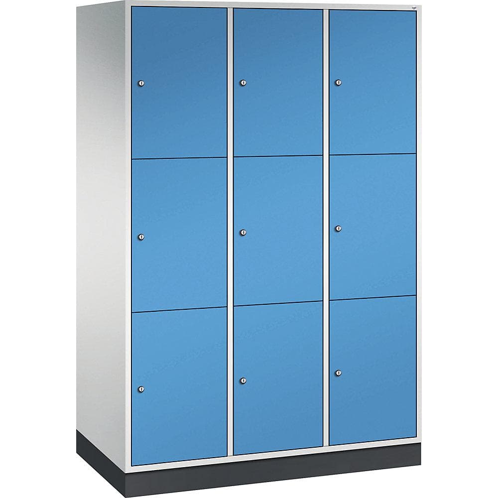 C+P Schließfachschrank Intro 3 Abteile Stahl lichtgrau/blau