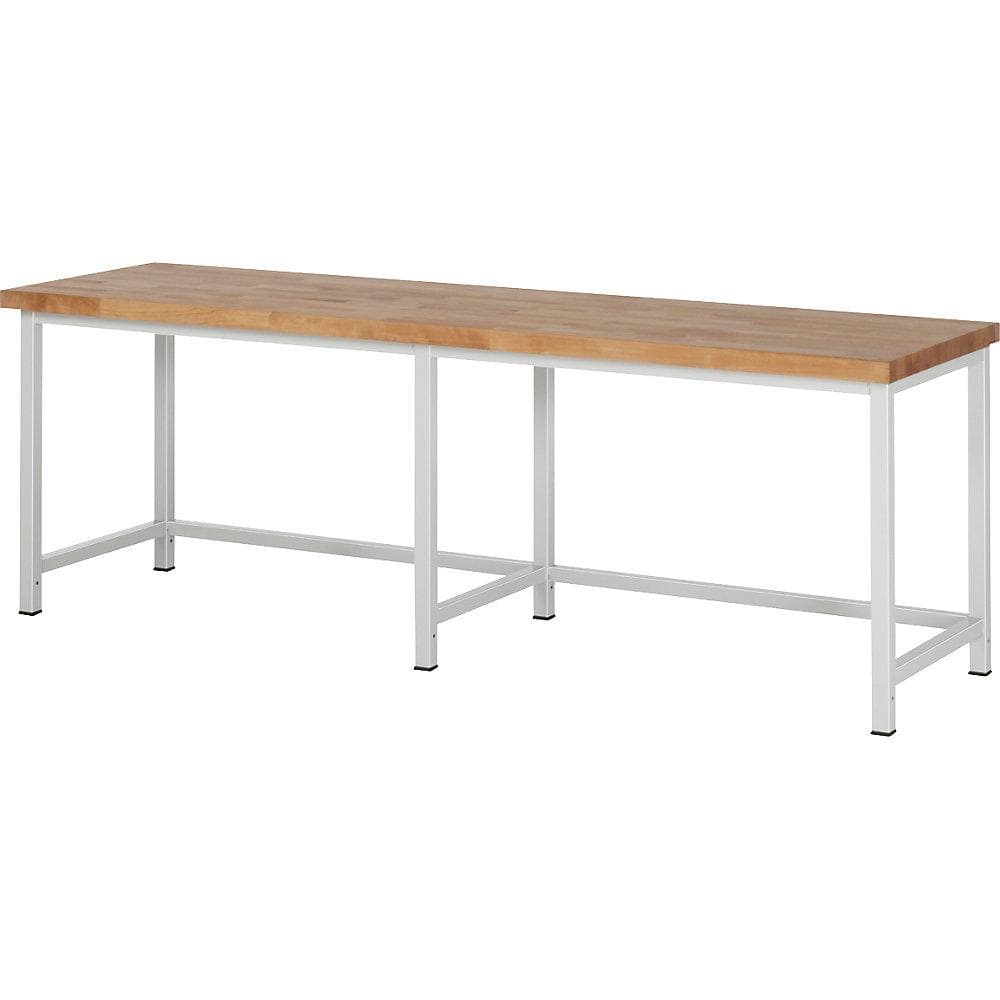 eurokraft pro Werkbank Serie 8000 Stahl Buche massiv Grau/Blau
