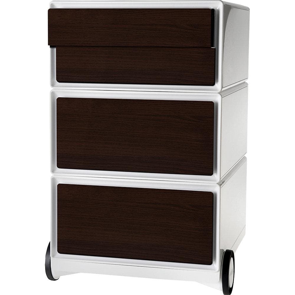EasyBox Rollcontainer 4 Schubladen Weiß/Wenge