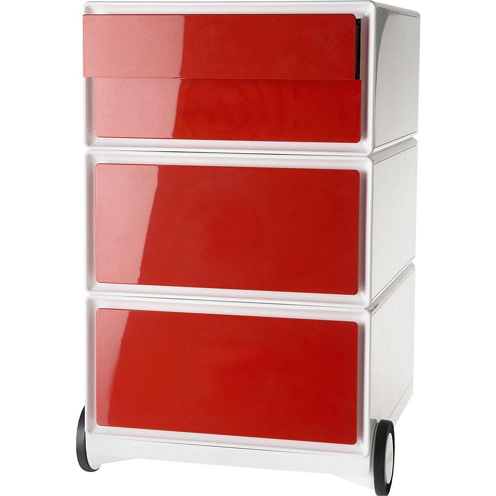 EasyBox Rollcontainer 4 Schubladen Weiß/Rot