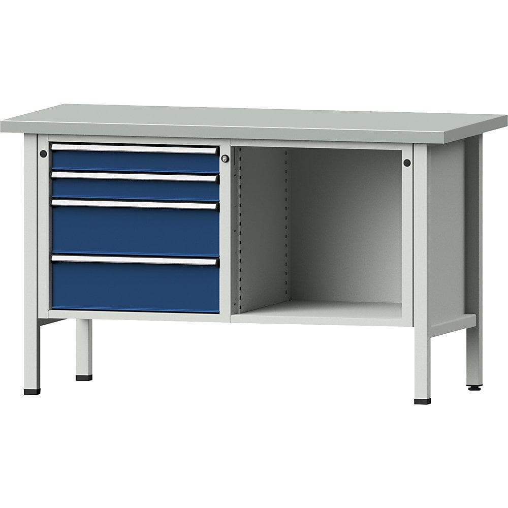 ANKE Werkbank Serie V mit 4 Schubladen und Stahlblechbelag